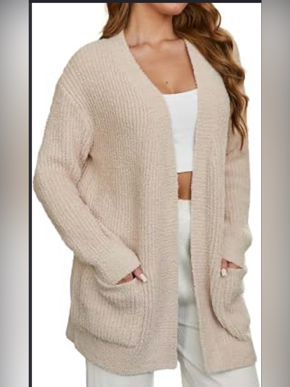 Barefoot Dreams Cream Cozy Knit Long Cardigan Size Small